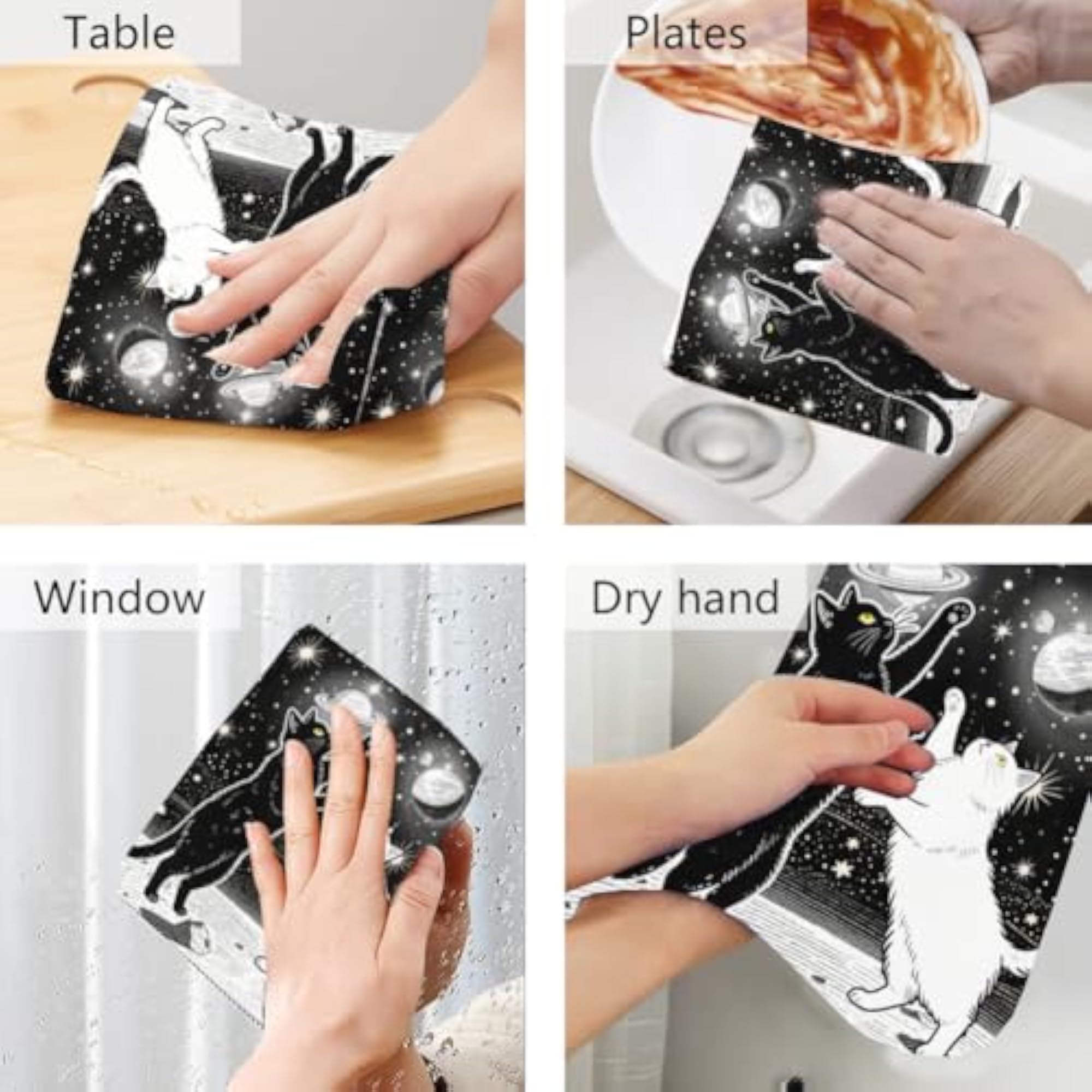 2 Pack Cat Kitchen Hanging Towels with Loop